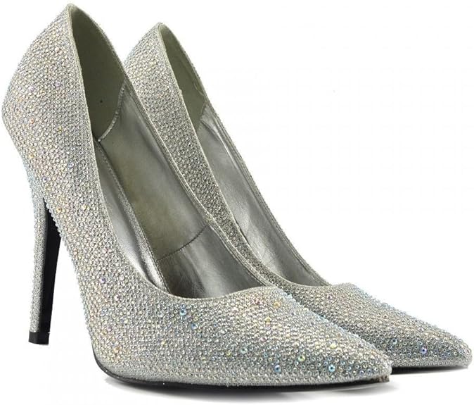 Womens Stiletto High Heel Pointed Toe Pumps Ladies Party Wedding Bridal Occasion Heeled Court Shoes
