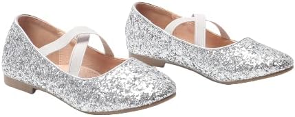 Girls Mary Jane Glitter Flats Sparkly Princess Shoes Weddings, Parties & Bridesmaid Strap Ballet Dress Shoes Toddlers & Kids