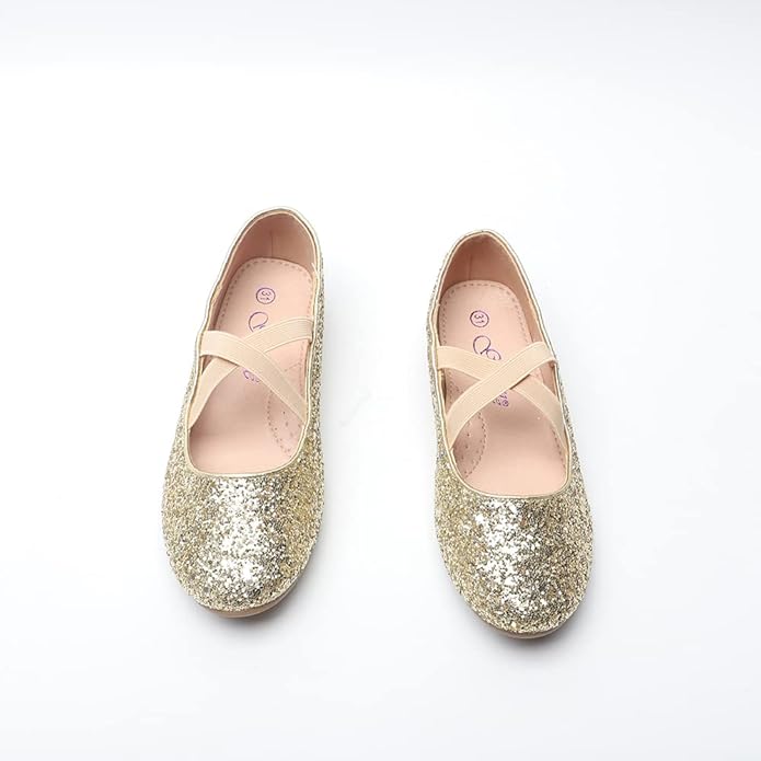 Girls Mary Jane Glitter Flats Sparkly Princess Shoes Weddings, Parties & Bridesmaid Strap Ballet Dress Shoes Toddlers & Kids