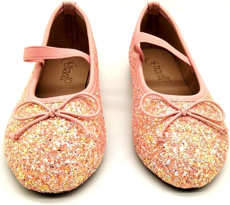 Girls Mary Jane Glitter Flats Kids Dress Shoes Party & Formal Occasions Sparkly Ballet Style Shoes Toddlers & Children