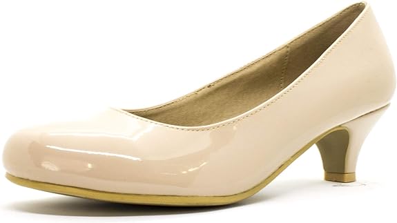 Womens Ladies Low Kitten Heels for Office, Work, Night Out and Party Court Shoes Evening Girls Comfortable Shoes Pumps with Synthetic Sole for Evening Dresses