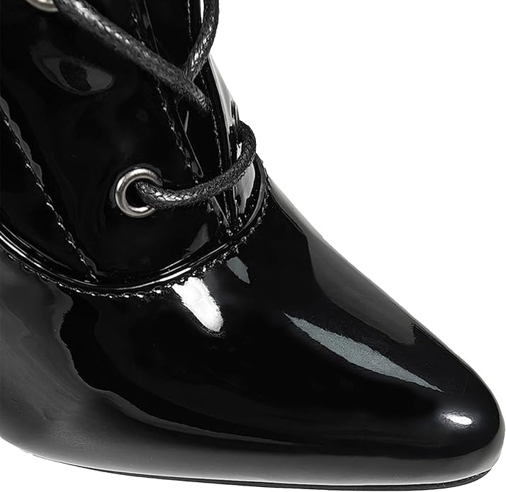 Women's High Heel Knee Lace-Up Boots with 5 Buckles Fetish Style Stiletto Heels Side Zip Gothic Punk Boot Club wear Size 3-12