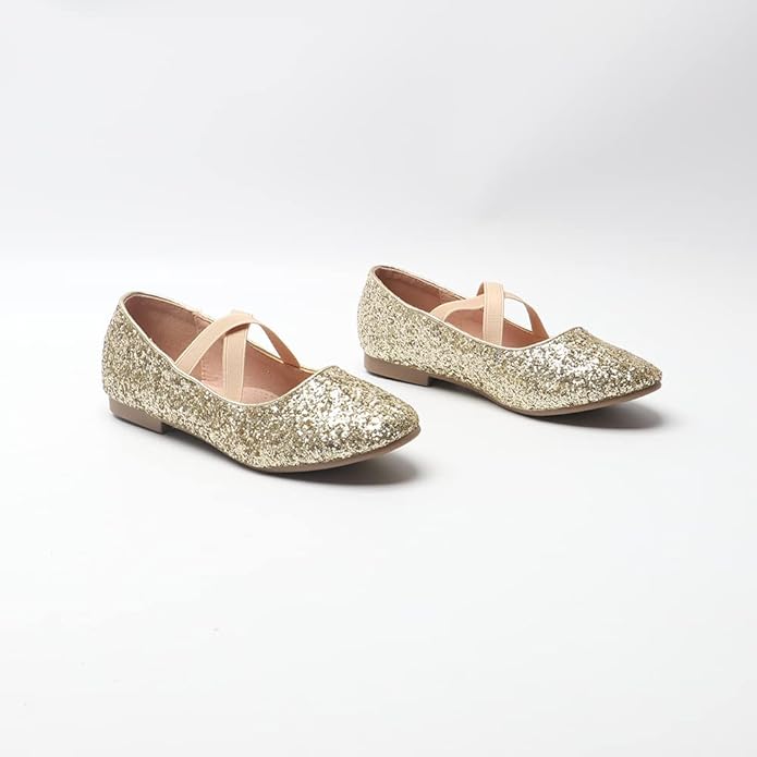 Girls Mary Jane Glitter Flats Sparkly Princess Shoes Weddings, Parties & Bridesmaid Strap Ballet Dress Shoes Toddlers & Kids