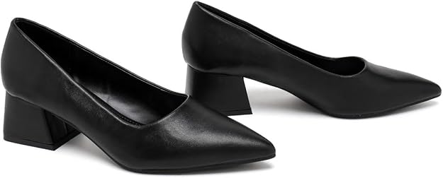 Elegant Women's Closed Pointed Toe Slip-On Court Heels with Featuring Chunky Block Heel Stylish Shoes for Weddings & Parties