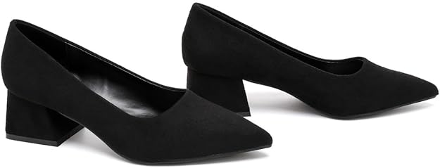Elegant Women's Closed Pointed Toe Slip-On Court Heels with Featuring Chunky Block Heel Stylish Shoes for Weddings & Parties