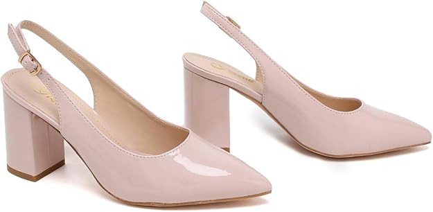 Women’s Elegant Pointed Toe Court Shoes Ankle Strap Chunky Heels, Block Heel Sandals Pumps for Wedding & Party UK Size 3-8