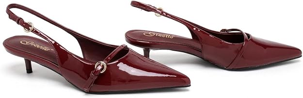 Elegant Women’s Pointed Toe Sling back Kitten Heel Sandals Perfect Wedding & Party Pumps Stylish Footwear (Size 3-8 UK)