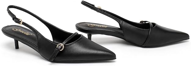 Elegant Women’s Pointed Toe Sling back Kitten Heel Sandals Perfect Wedding & Party Pumps Stylish Footwear (Size 3-8 UK)