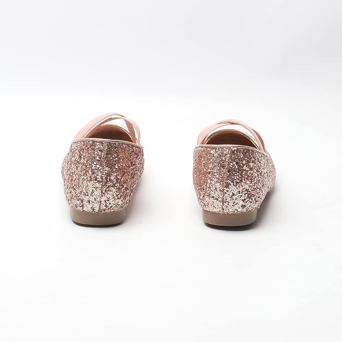 Girls Mary Jane Glitter Flats Sparkly Princess Shoes Weddings, Parties & Bridesmaid Strap Ballet Dress Shoes Toddlers & Kids