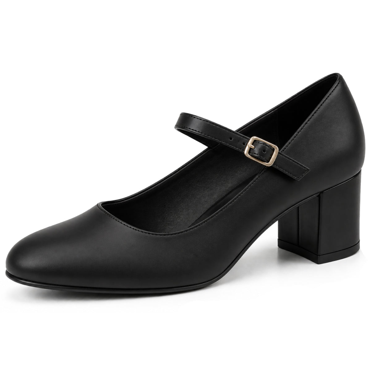 Women’s Elegant Signature Mary Jane Low Mid-Block Heels Pumps Cushioned Comfort Ankle Strap Court Shoes Wide & Extra Wide Fit