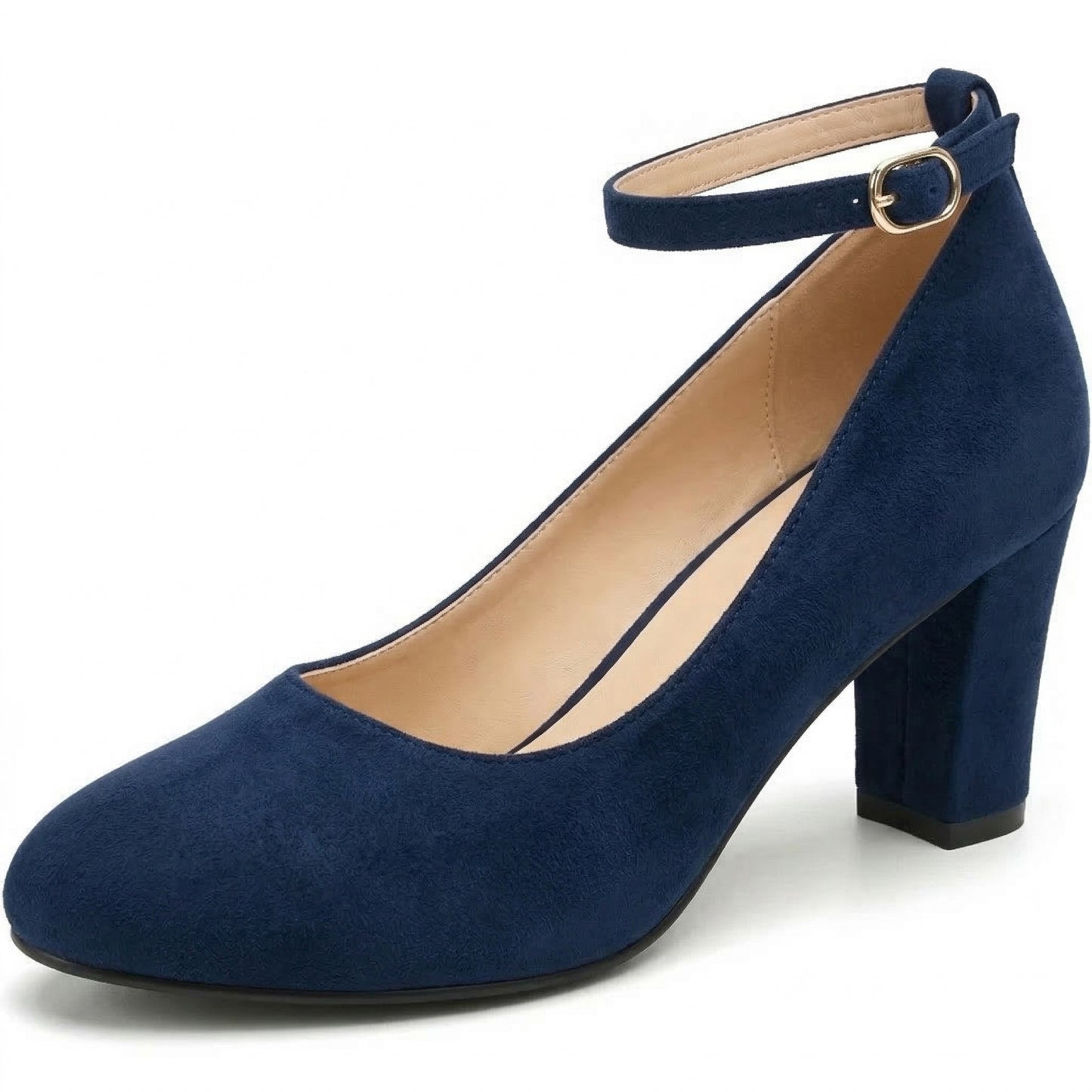 Ankle Strap Block Heels Court Shoes For Women High Heel Ladies