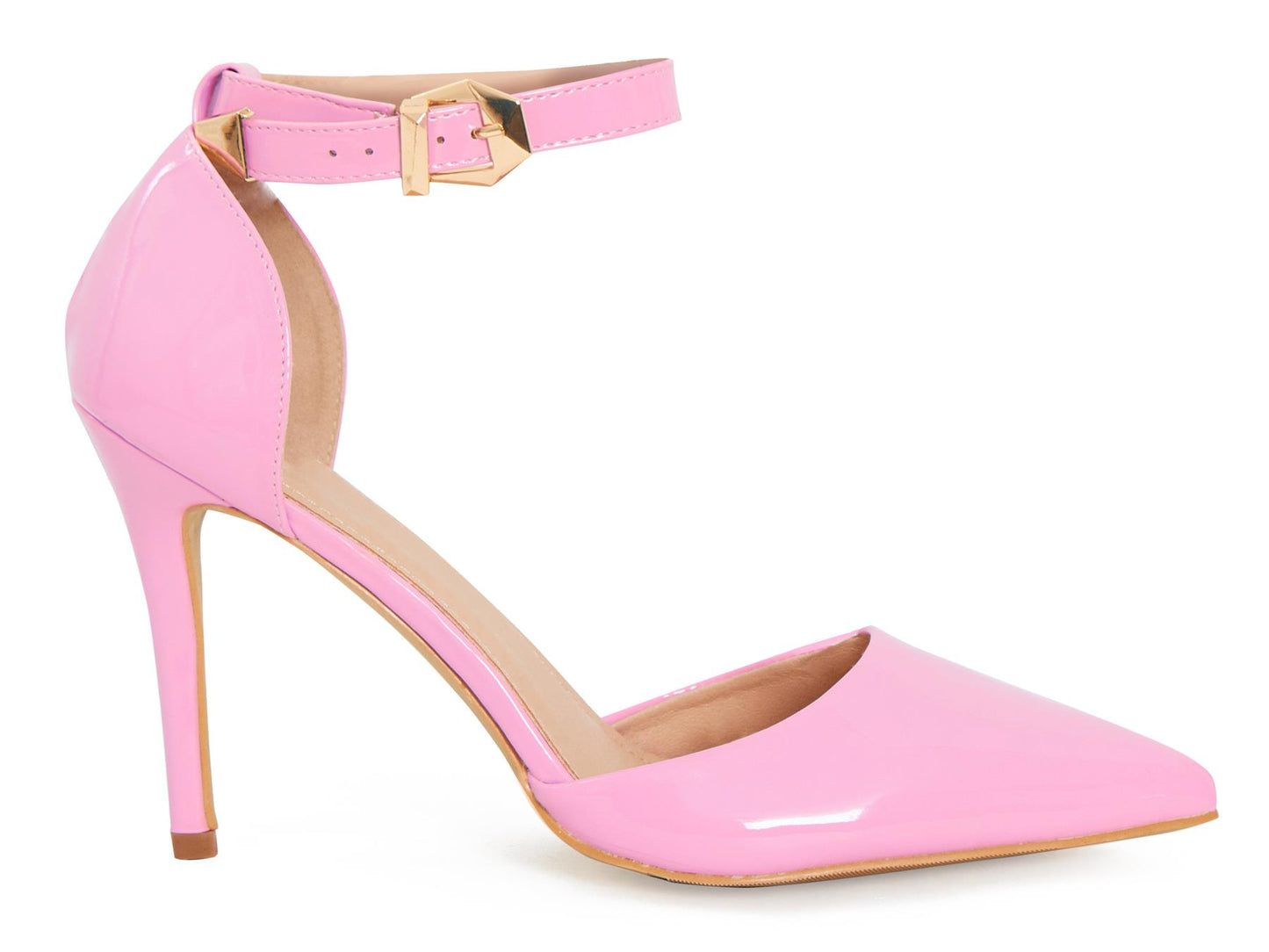 Womens ladies Ankle Strap High Stiletto Heel Sandals Pointy Toe Court Shoes