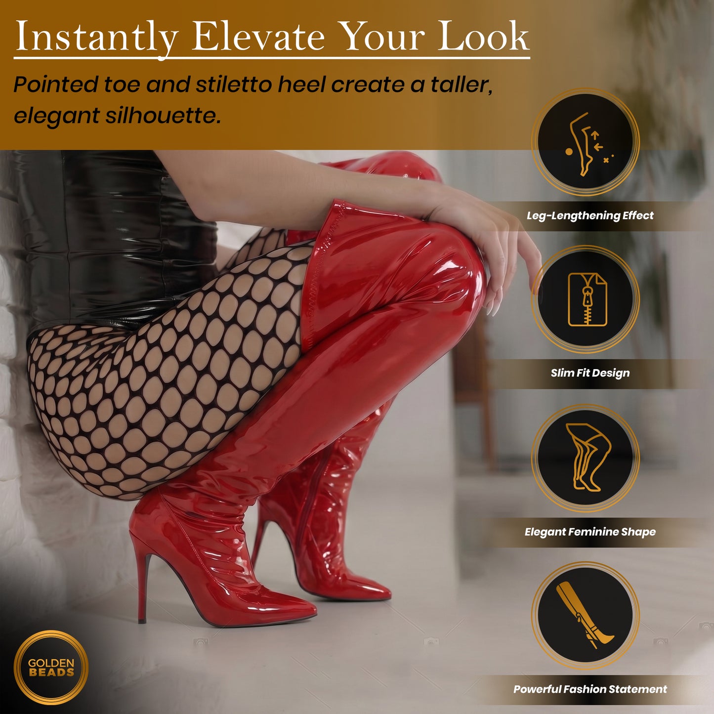 Women thigh high heel boots, Lace-up kinky fetish over the knee heels, elegant shoes