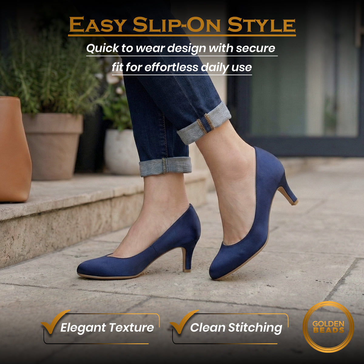 Womens Ladies Low Kitten Heels for Office, Work, Night Out and Party Court Shoes