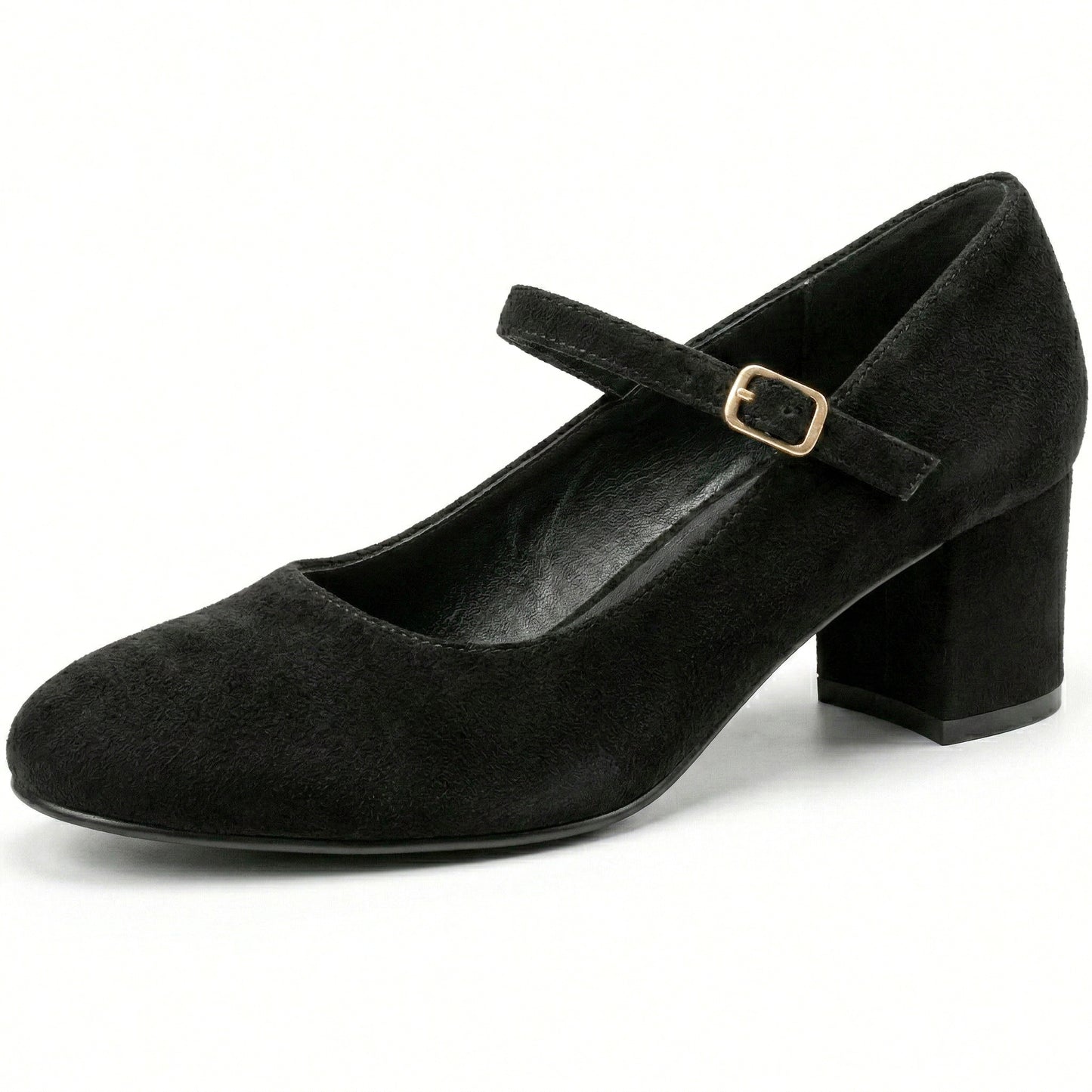 Women’s Elegant Signature Mary Jane Low Mid-Block Heels Pumps Cushioned Comfort Ankle Strap Court Shoes Wide & Extra Wide Fit
