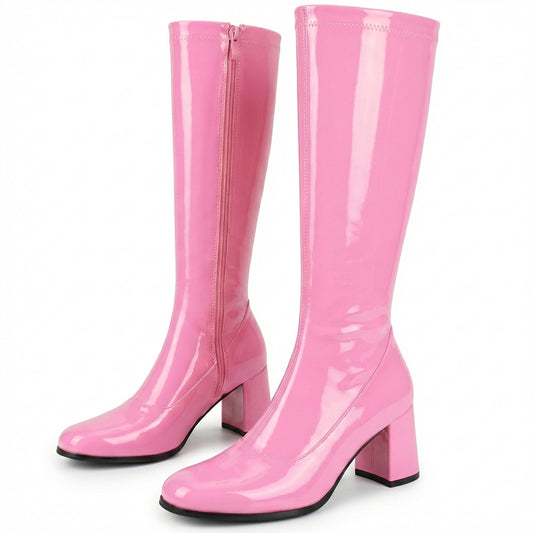 Ladies Womens Fancy Dress Party Go Go 1960s & 1970s Retro Look Girls Shoes | Lady Costume Heels Boots