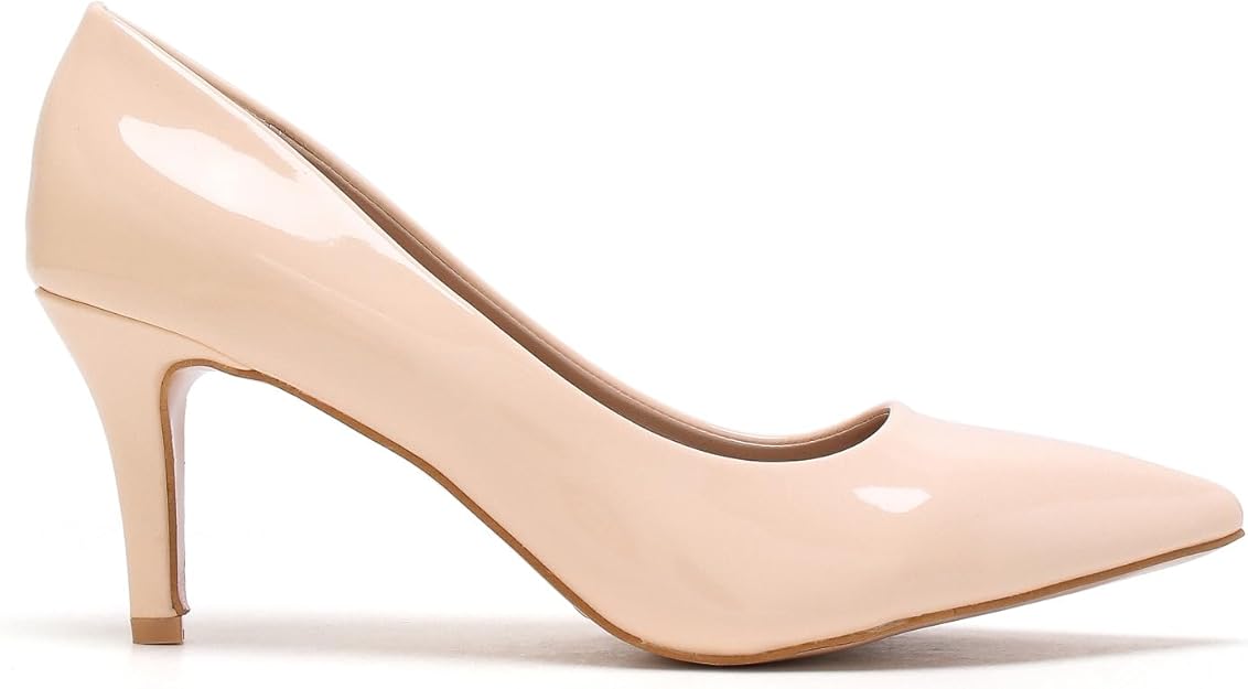 Women’s Low Heel Court Shoes Elegant Pointed Toe Mid Heel Pumps for Office, Work, Wedding & Formal Wear Comfort Shoes UK