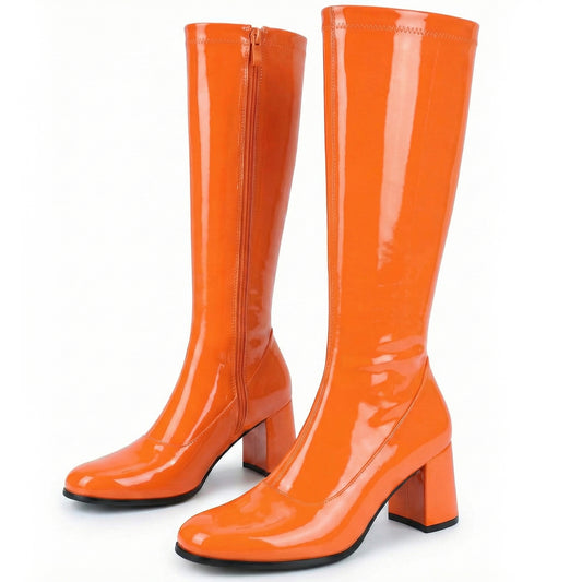 Ladies Womens Fancy Dress Party Go Go 1960s & 1970s Retro Look Girls Shoes | Lady Costume Heels Boots