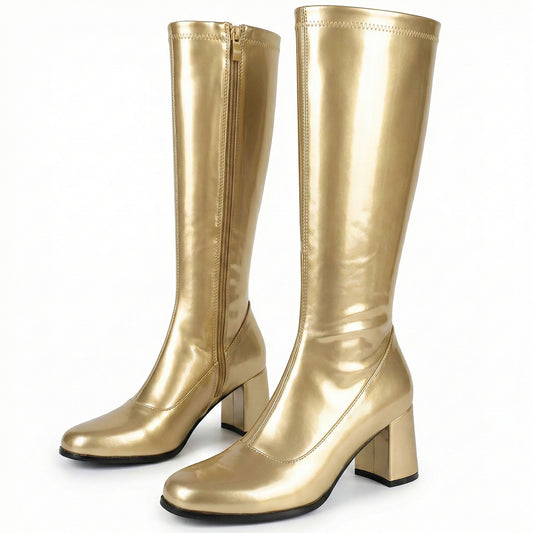 Ladies Womens Fancy Dress Party Go Go 1960s & 1970s Retro Look Girls Shoes | Lady Costume Heels Boots