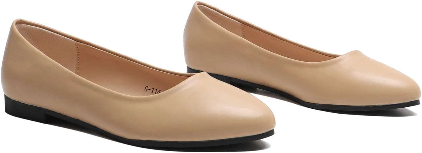 Ladies Ballet Flats Comfortable Work Shoes Slip-On Ballerina Pumps Every day Wear Casual Closed Toe Shoes UK Sizes 3-8