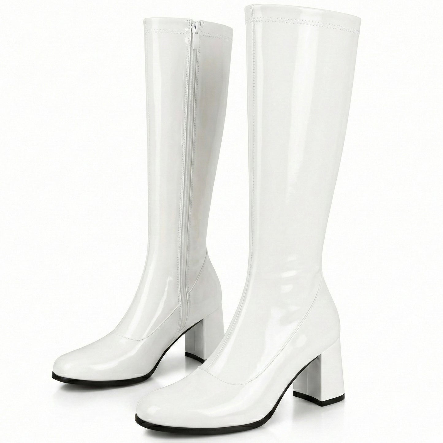 Ladies Womens Fancy Dress Party Go Go 1960s & 1970s Retro Look Girls Shoes | Lady Costume Heels Boots
