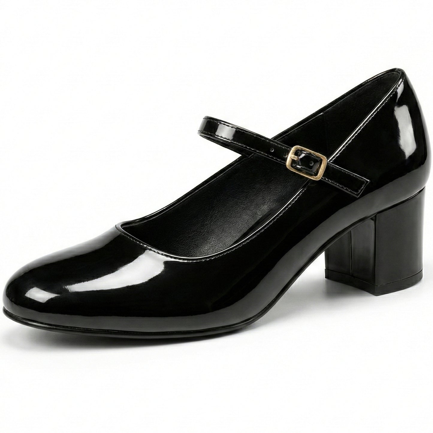 Women’s Elegant Signature Mary Jane Low Mid-Block Heels Pumps Cushioned Comfort Ankle Strap Court Shoes Wide & Extra Wide Fit