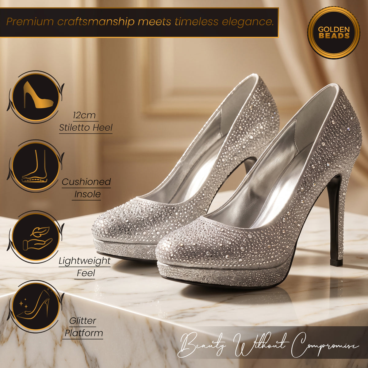 Ladies women high heel diamante court shoes sparkly party bridal wedding shoe