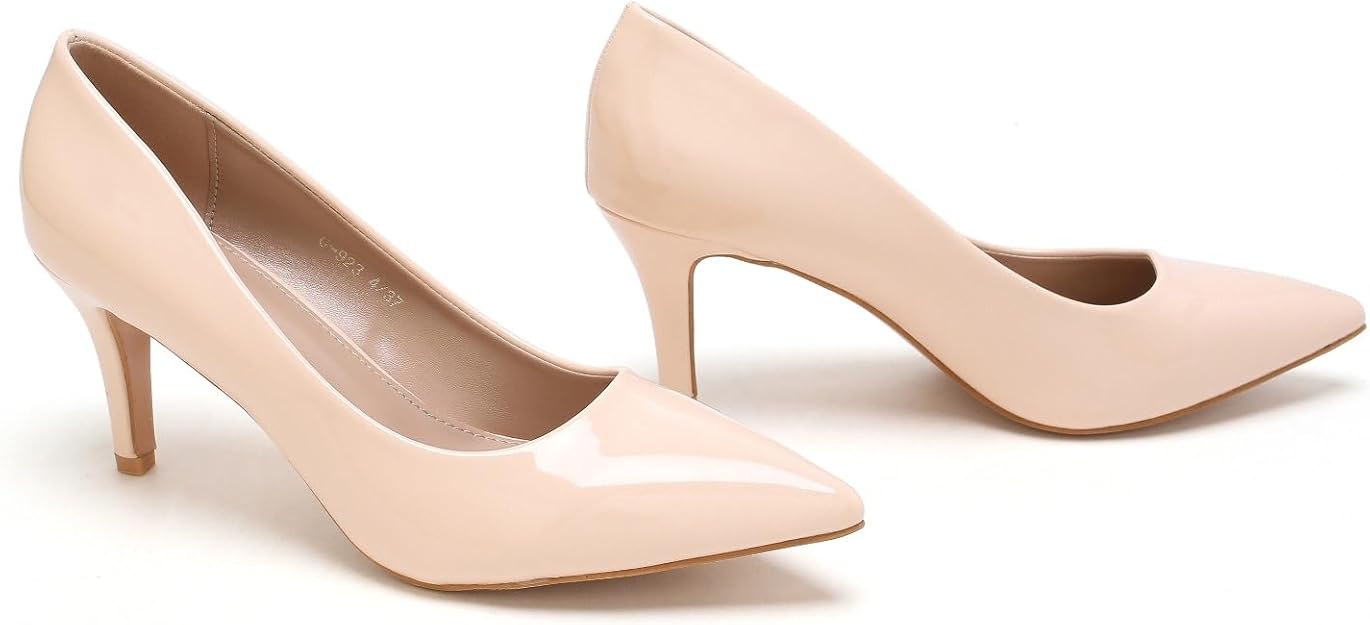 Women’s Low Heel Court Shoes Elegant Pointed Toe Mid Heel Pumps for Office, Work, Wedding & Formal Wear Comfort Shoes UK