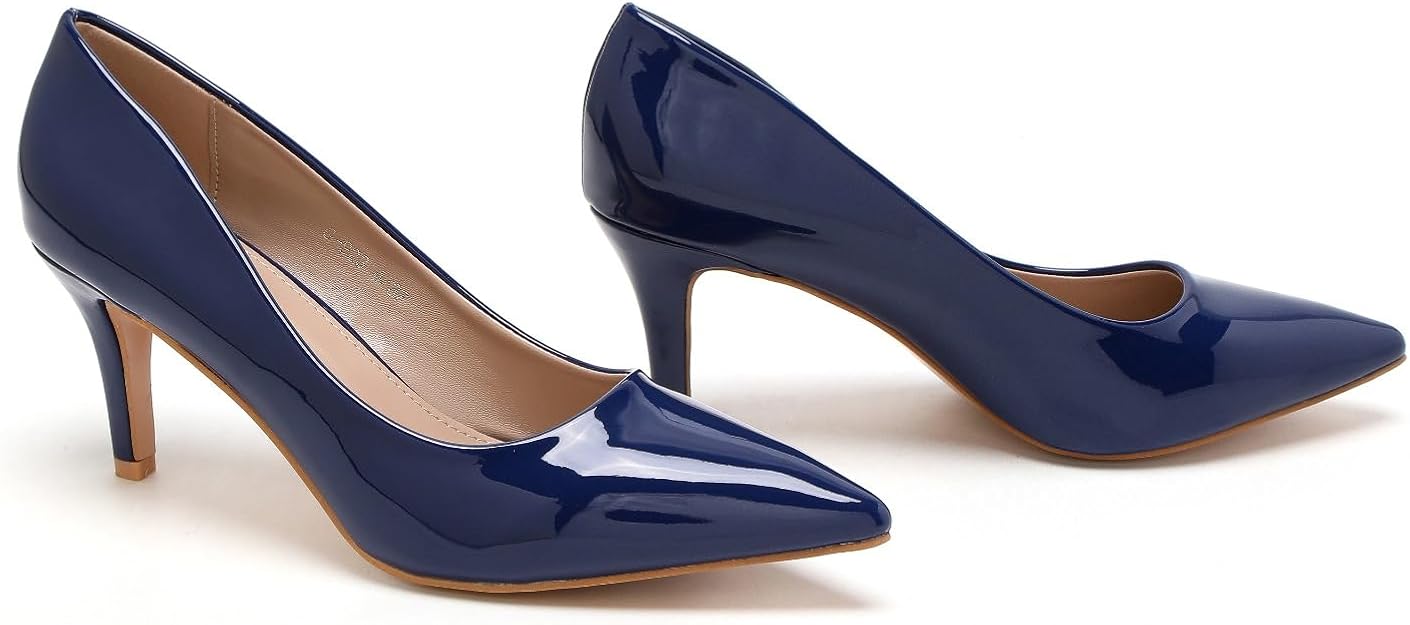 Women’s Low Heel Court Shoes Elegant Pointed Toe Mid Heel Pumps for Office, Work, Wedding & Formal Wear Comfort Shoes UK
