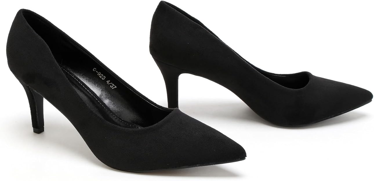 Women’s Low Heel Court Shoes Elegant Pointed Toe Mid Heel Pumps for Office, Work, Wedding & Formal Wear Comfort Shoes UK