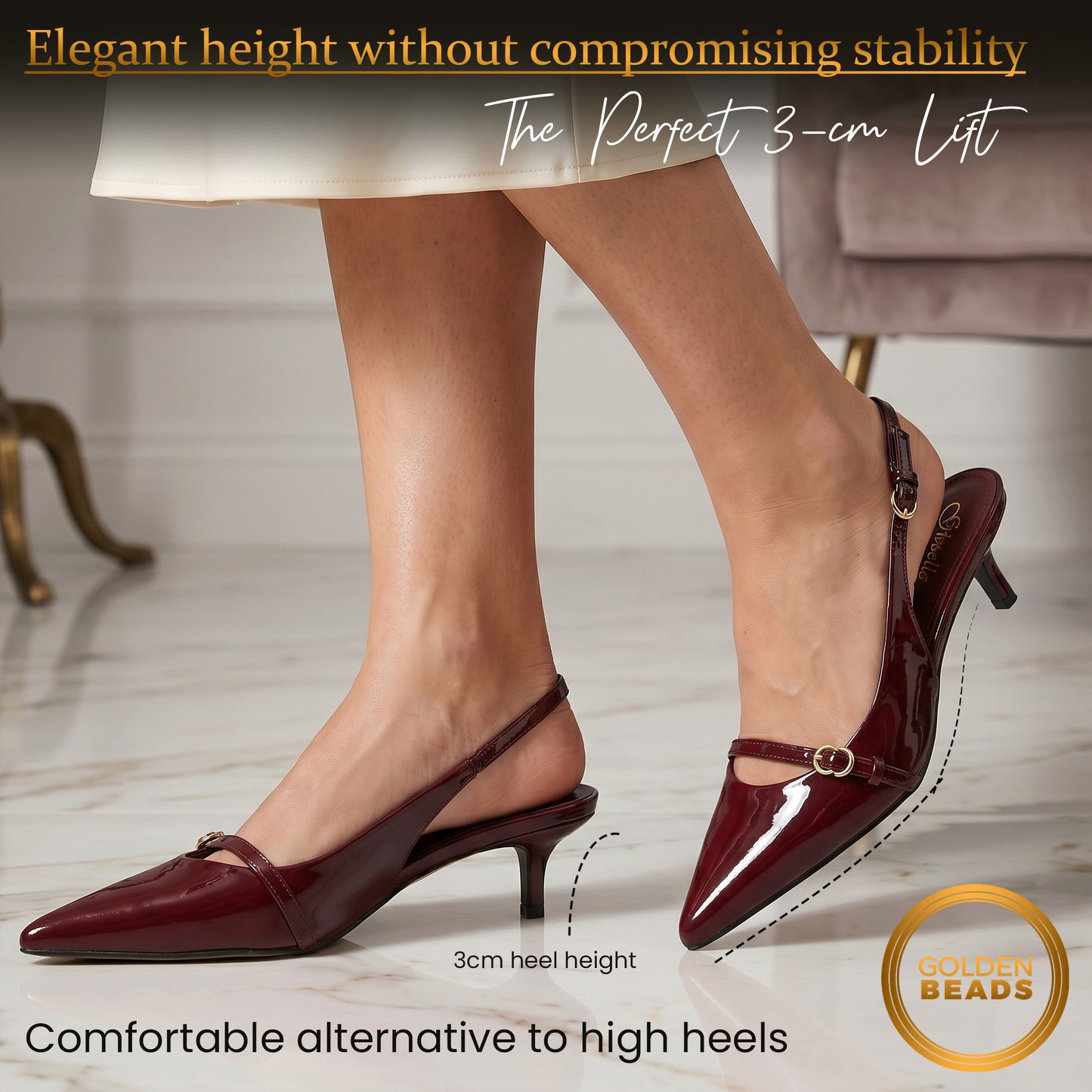 Elegant Women’s Pointed Toe Sling back Kitten Heel Sandals Perfect Wedding & Party Pumps Stylish Footwear (Size 3-8 UK)