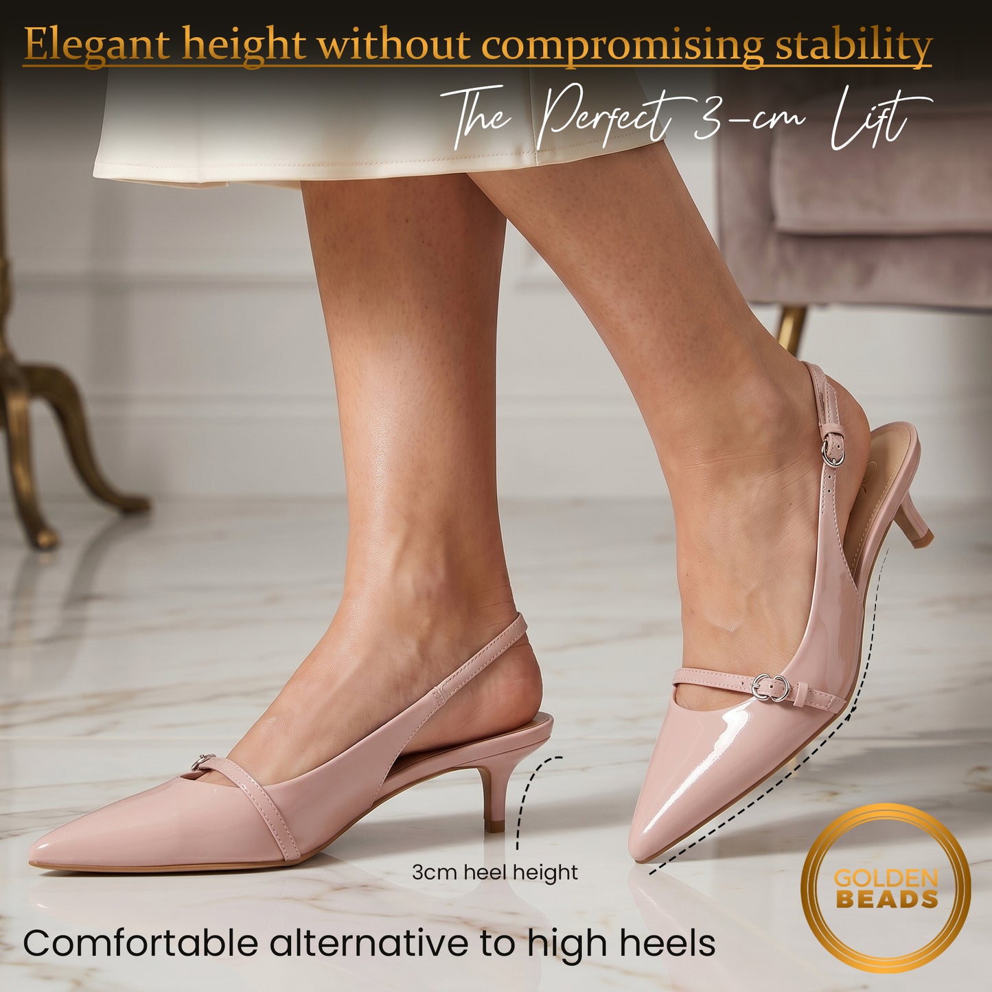 Elegant Women’s Pointed Toe Sling back Kitten Heel Sandals Perfect Wedding & Party Pumps Stylish Footwear (Size 3-8 UK)