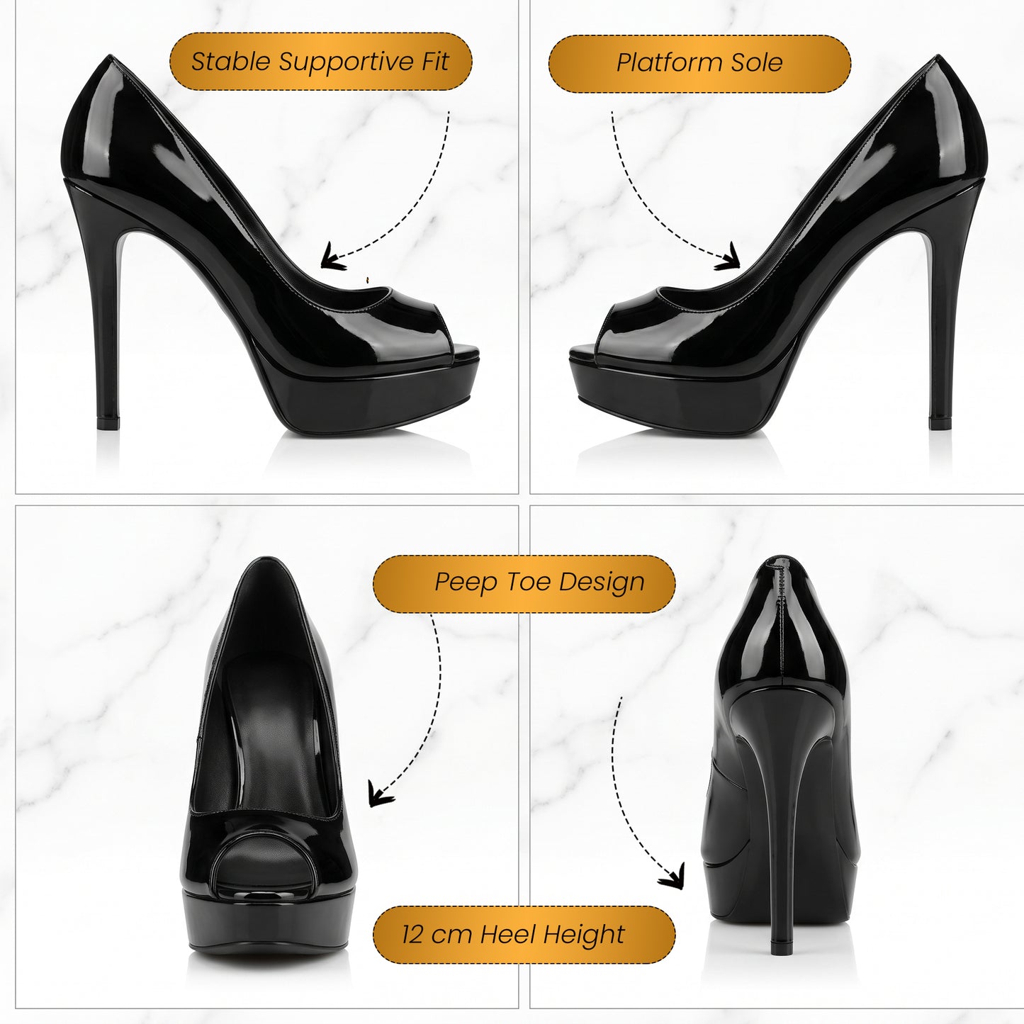 Mens Womens Drag Queen Cross Dresser HIGH Heel PEEP Toe Court Shoes
