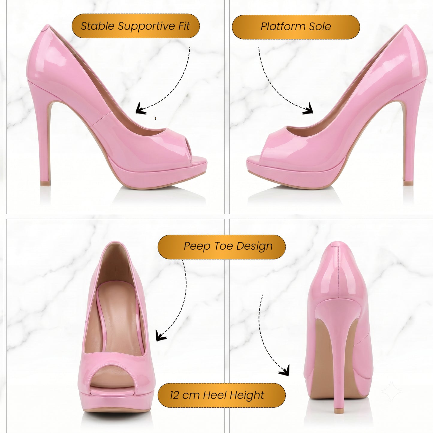 Mens Womens Drag Queen Cross Dresser HIGH Heel PEEP Toe Court Shoes