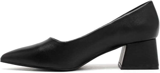 Elegant Women's Closed Pointed Toe Slip-On Court Heels with Featuring Chunky Block Heel Stylish Shoes for Weddings & Parties
