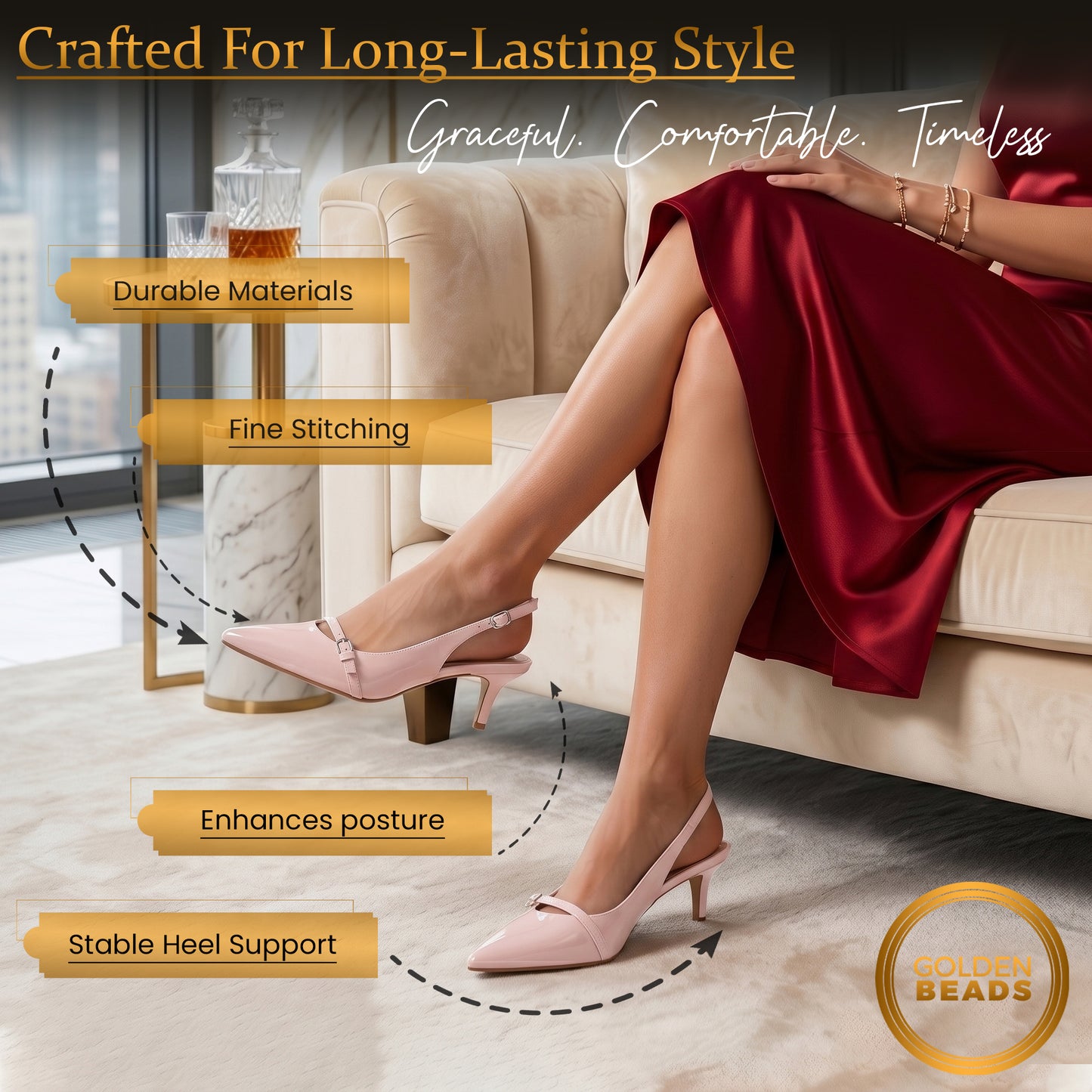 Elegant Women’s Pointed Toe Sling back Kitten Heel Sandals Perfect Wedding & Party Pumps Stylish Footwear (Size 3-8 UK)