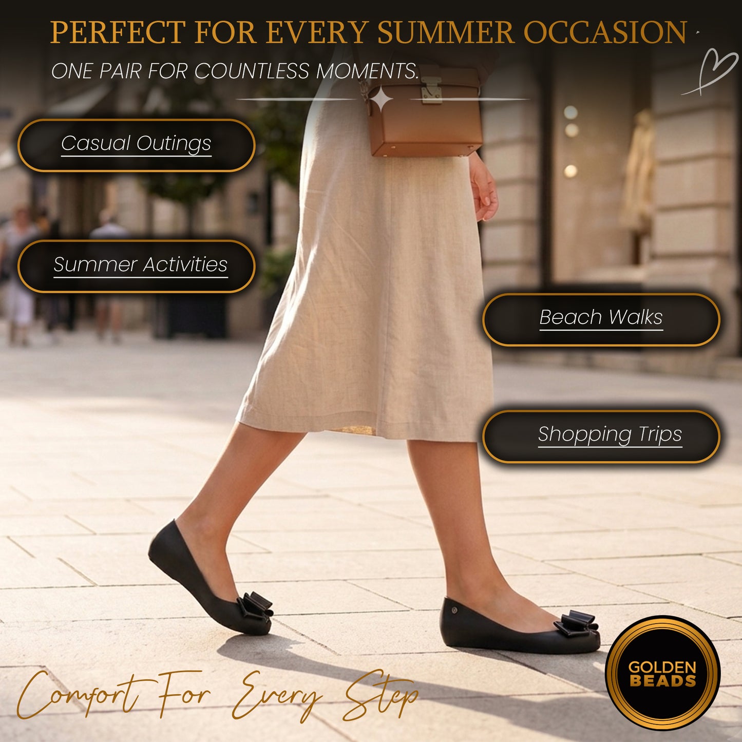 Women's Black Jelly Stylish Shoes Bow Comfortable Slip-On Ballerina Flats for Casual Outings, Summer Walks & Beachwear