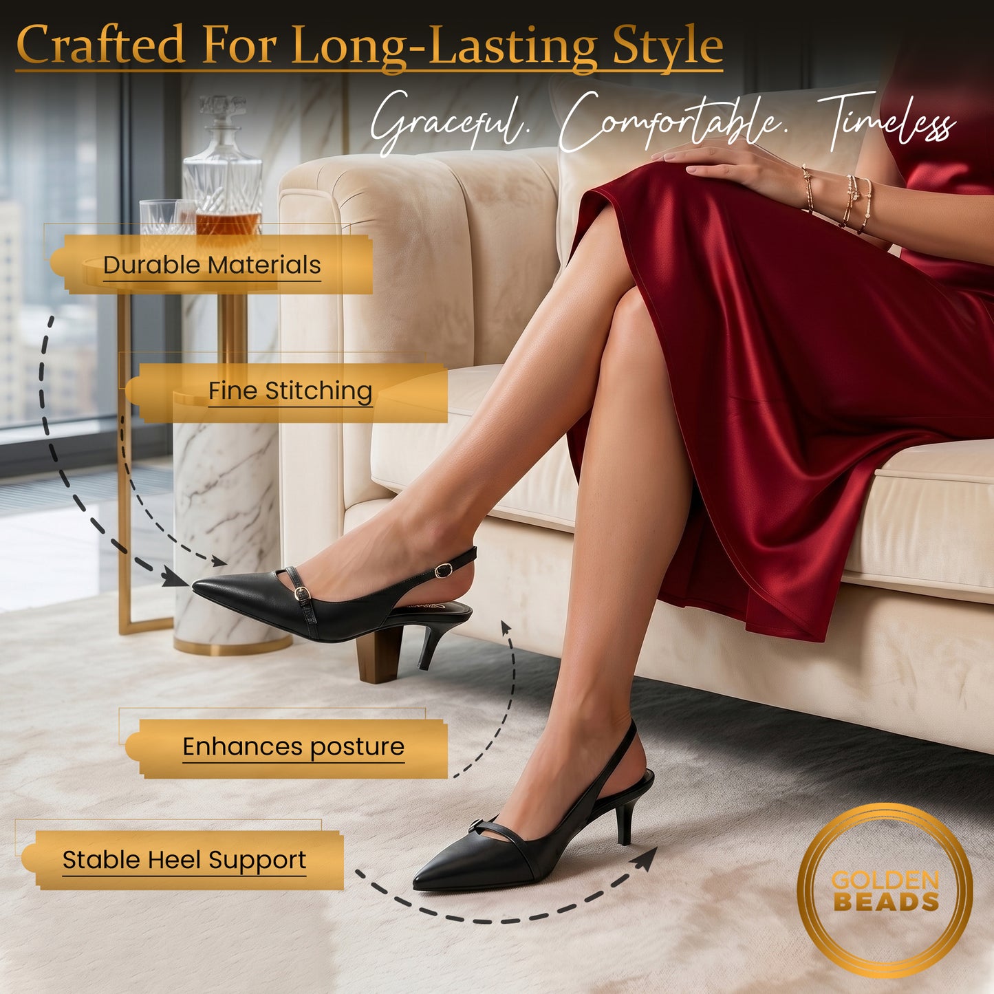 Elegant Women’s Pointed Toe Sling back Kitten Heel Sandals Perfect Wedding & Party Pumps Stylish Footwear (Size 3-8 UK)