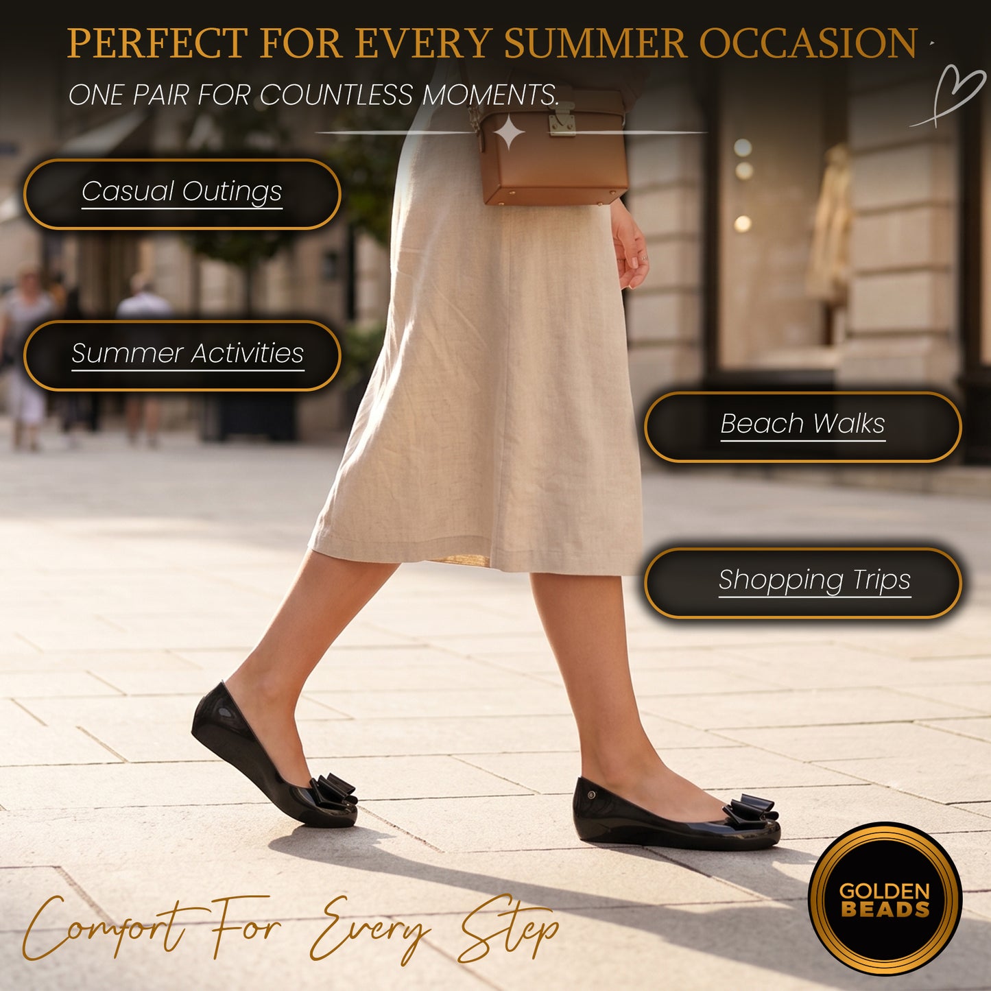 Women's Black Jelly Stylish Shoes Bow Comfortable Slip-On Ballerina Flats for Casual Outings, Summer Walks & Beachwear