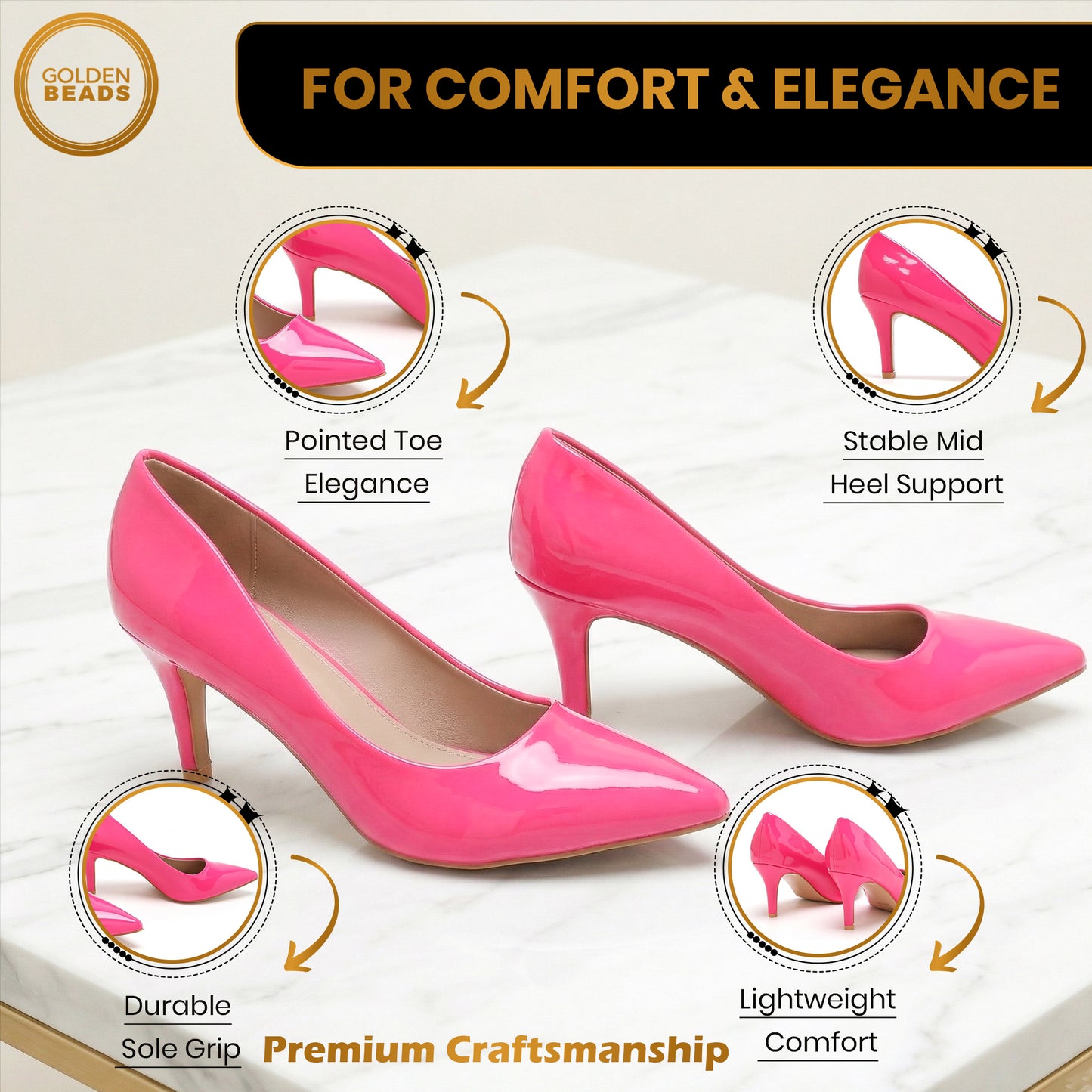 Women’s Low Heel Court Shoes Elegant Pointed Toe Mid Heel Pumps for Office, Work, Wedding & Formal Wear Comfort Shoes UK