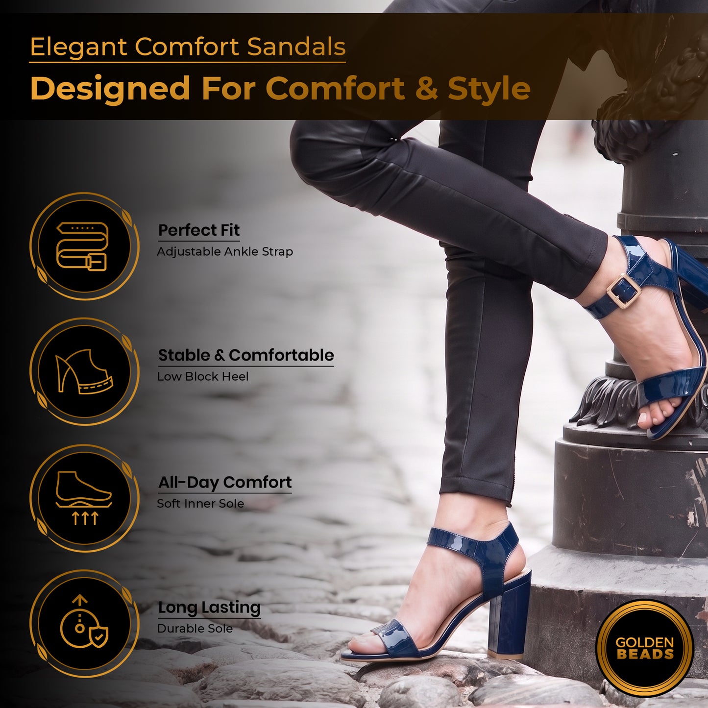 Women Party and casual Low MID Heel Block Peep Toe Ladies Ankle Strap Party Strappy ladies Sandals