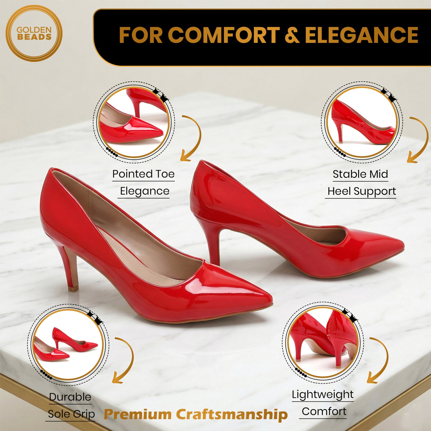 Women’s Low Heel Court Shoes Elegant Pointed Toe Mid Heel Pumps for Office, Work, Wedding & Formal Wear Comfort Shoes UK