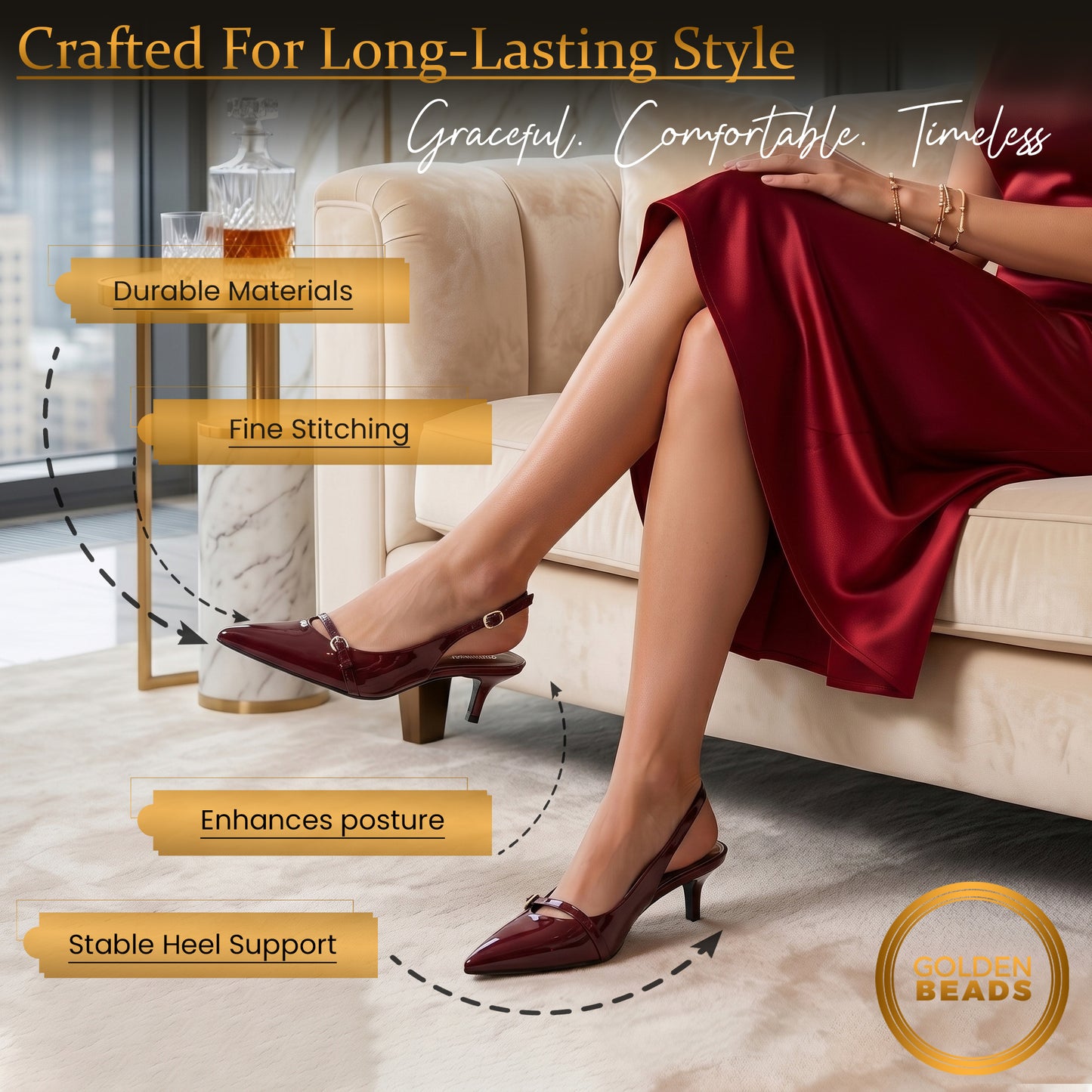 Elegant Women’s Pointed Toe Sling back Kitten Heel Sandals Perfect Wedding & Party Pumps Stylish Footwear (Size 3-8 UK)