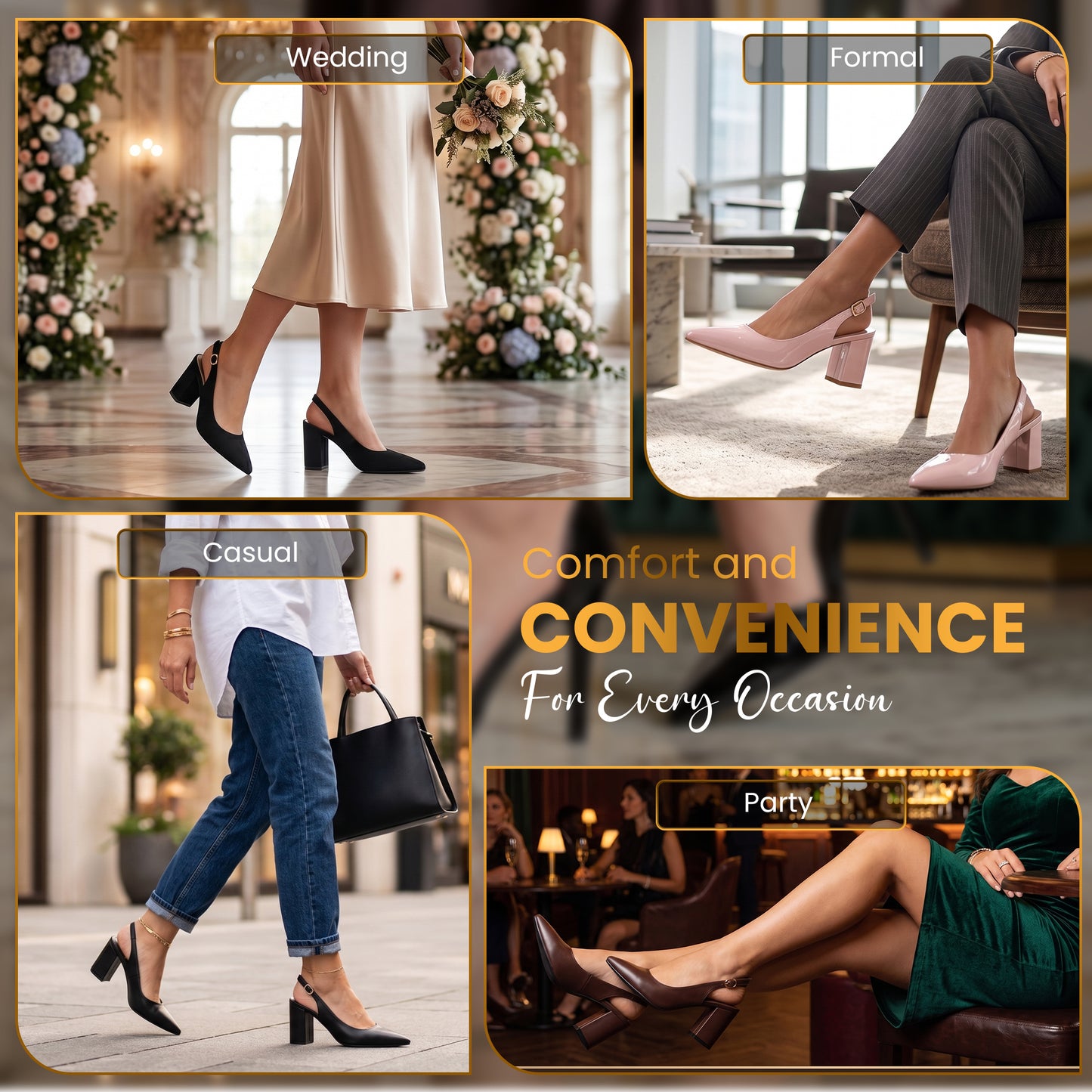 Women’s Elegant Pointed Toe Court Shoes Ankle Strap Chunky Heels, Block Heel Sandals Pumps for Wedding & Party UK Size 3-8