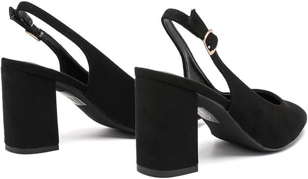 Women’s Elegant Pointed Toe Court Shoes Ankle Strap Chunky Heels, Block Heel Sandals Pumps for Wedding & Party UK Size 3-8