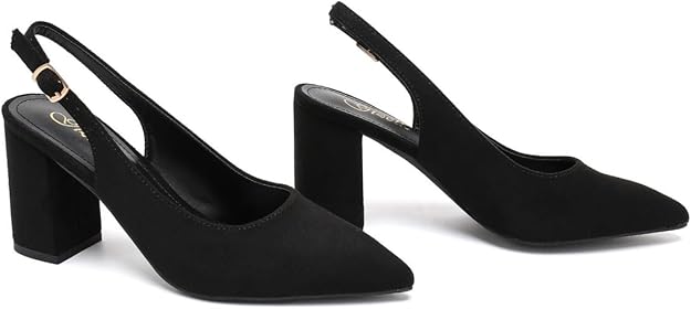 Women’s Elegant Pointed Toe Court Shoes Ankle Strap Chunky Heels, Block Heel Sandals Pumps for Wedding & Party UK Size 3-8