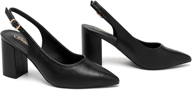 Women’s Elegant Pointed Toe Court Shoes Ankle Strap Chunky Heels, Block Heel Sandals Pumps for Wedding & Party UK Size 3-8