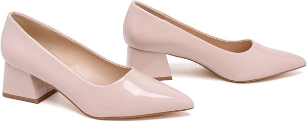Elegant Women's Closed Pointed Toe Slip-On Court Heels with Featuring Chunky Block Heel Stylish Shoes for Weddings & Parties