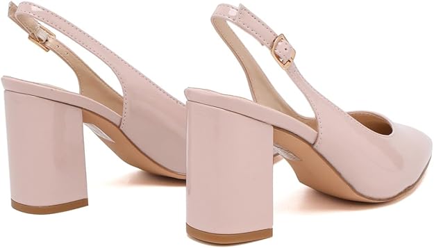Women’s Elegant Pointed Toe Court Shoes Ankle Strap Chunky Heels, Block Heel Sandals Pumps for Wedding & Party UK Size 3-8