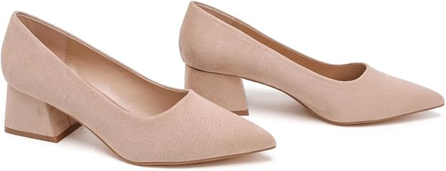 Elegant Women's Closed Pointed Toe Slip-On Court Heels with Featuring Chunky Block Heel Stylish Shoes for Weddings & Parties